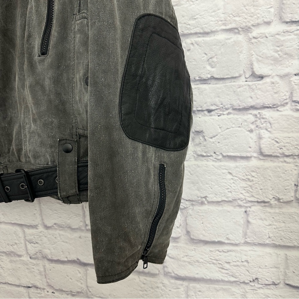 Hein Gerick Motorcycle Jacket 100% Cotton with Genuine Leather Trim Shell men’s - Picture 5 of 14